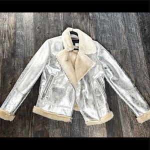 Tommy H Silver jacket with Fur lining